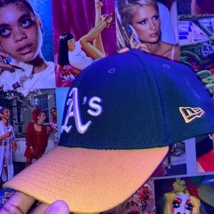 Green and yellow Oakland athletics baseball cap